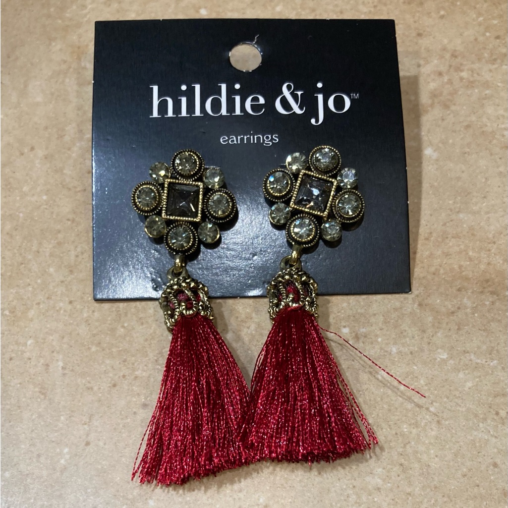 Hildie & Jo Gold And Red Tassel Earrings